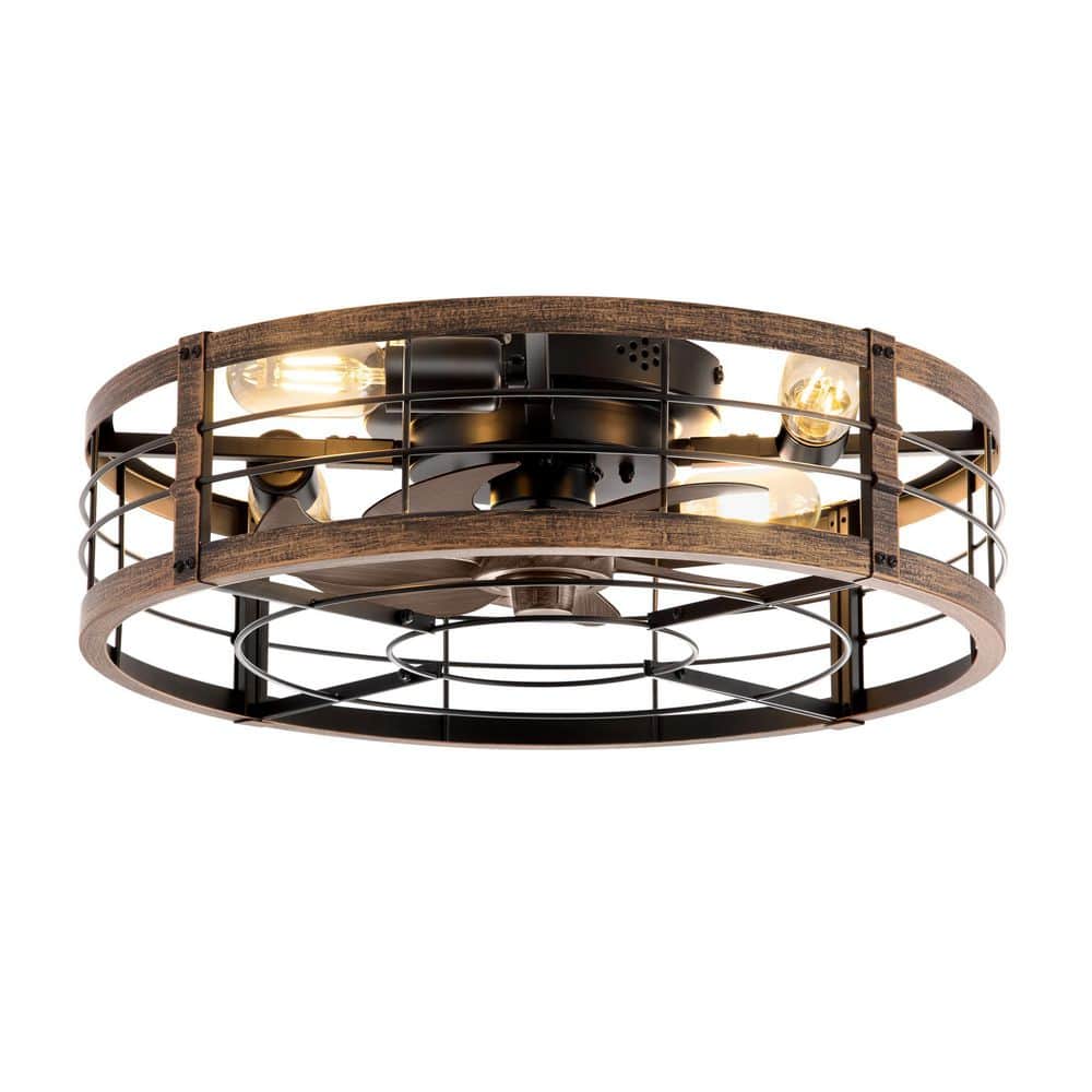 20 in Standard Black and Gold Flush Mount Caged Indoor Ceiling Fan with Light Remote 6-Speed Reversible DC for Bedroom price history on PriceWatchPro