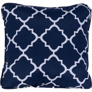 Lattice Navy Blue Indoor or Outdoor Throw Pillow