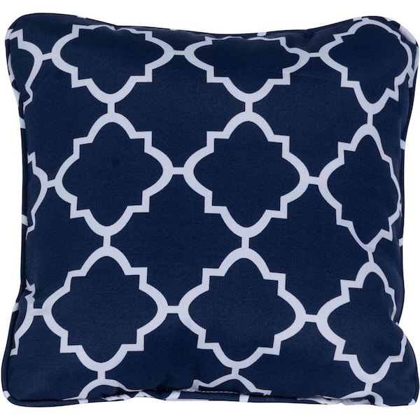 Hanover Lattice Navy Blue Indoor or Outdoor Throw Pillow