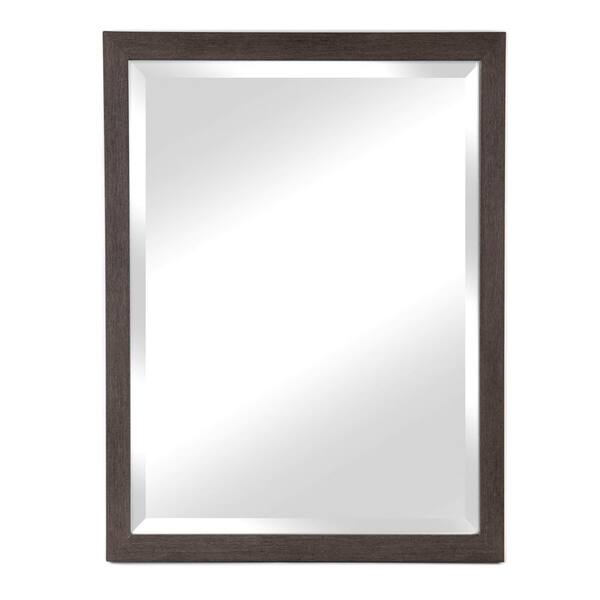 Alpine Art & Mirror Medium Rectangle Weathered Grey Taupe Undertones Beveled Glass Casual Mirror (33 in. H x 27 in. W)