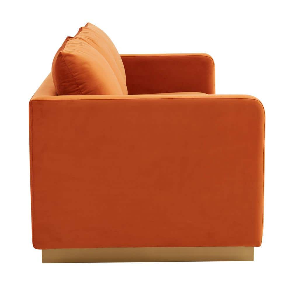 Nervo Orange Marmalade Velvet Sofa with Gold Frame
