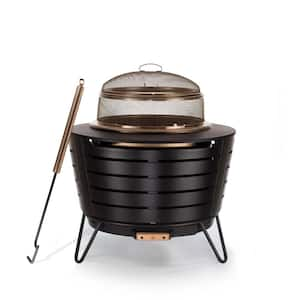 25 in. Smokeless Wood Burning Patio Fire Pit with Screen and Poker