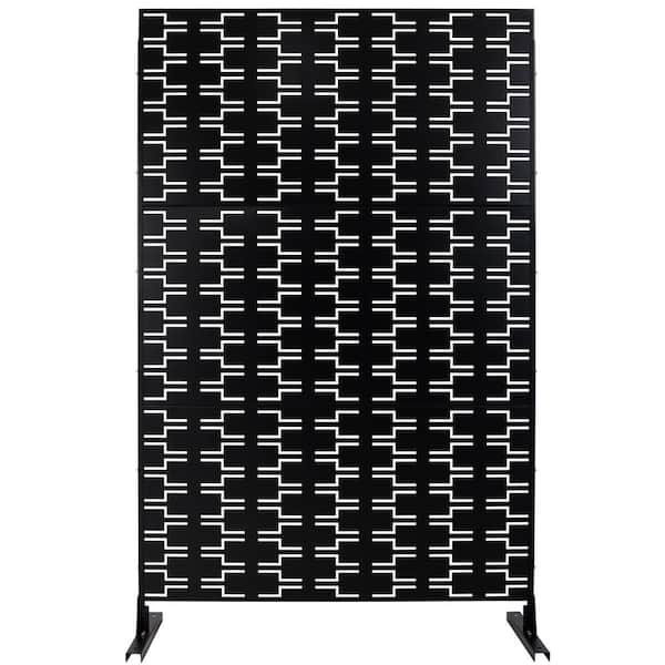 ITOPFOX Elegant 48 x 76 in. Outdoor and Indoor Privacy Screen Metal, Freestanding Decorative Privacy Fence Panels in Black