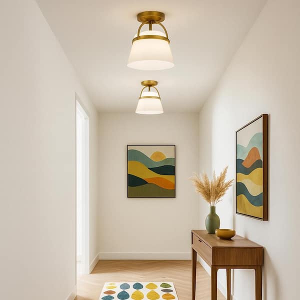 Zevni Modern 3-Light Gold Dome Flush Mount Ceiling Light for the