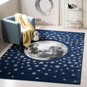 Carousel Kids Navy/Gray 5 ft. x 8 ft. Star Galaxy Area Rug