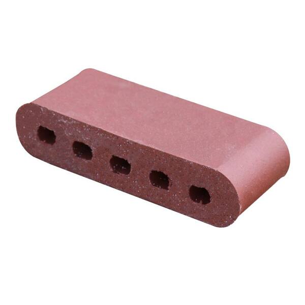 Unbranded Double Bullnose Burgundy 9 in. x 3.5 in. x 2.19 in. Cored Clay Brick