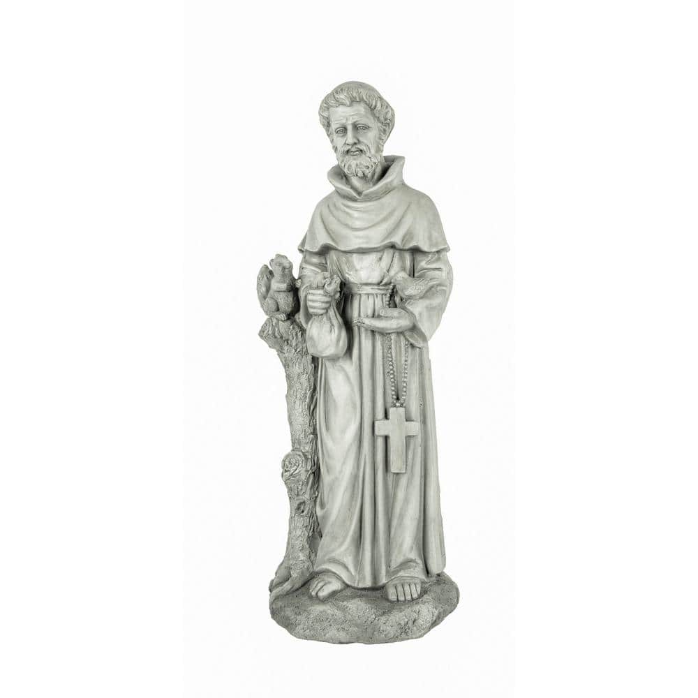 31" Gray Magnesium Oxide Saint Francis Garden Statue
