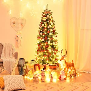 6 ft. Green Pre-Lit LED Fir Pencil Artificial Christmas Tree with 150 Warm White UL-Listed Lights