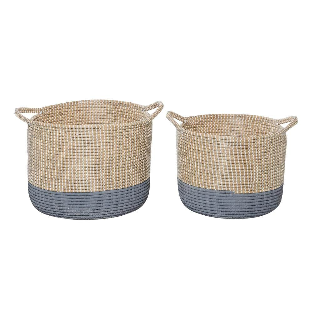 Litton Lane Multi Colored Sea Grass Contemporary Storage Basket (Set Of ...