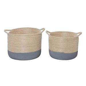 Multi Colored Sea Grass Contemporary Storage Basket (Set of 2)