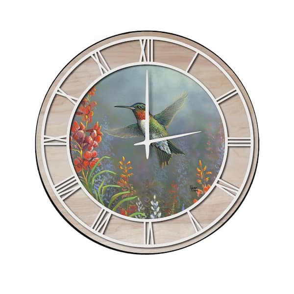Unbranded "Summer Hummer" Woodgrain Accent and White Numbers Imaged Wall Clock