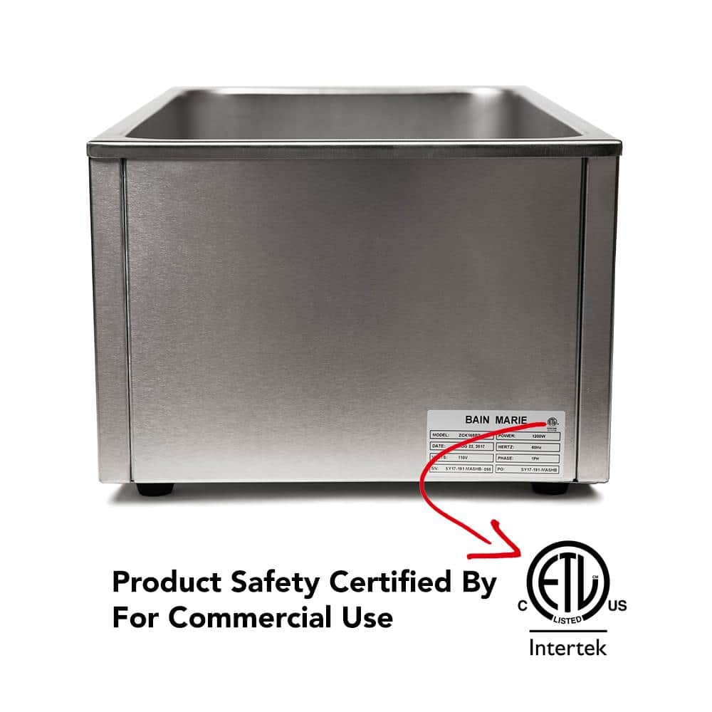 Commercial Grade Stainless Steel 3-Section Food Warmer with Tap