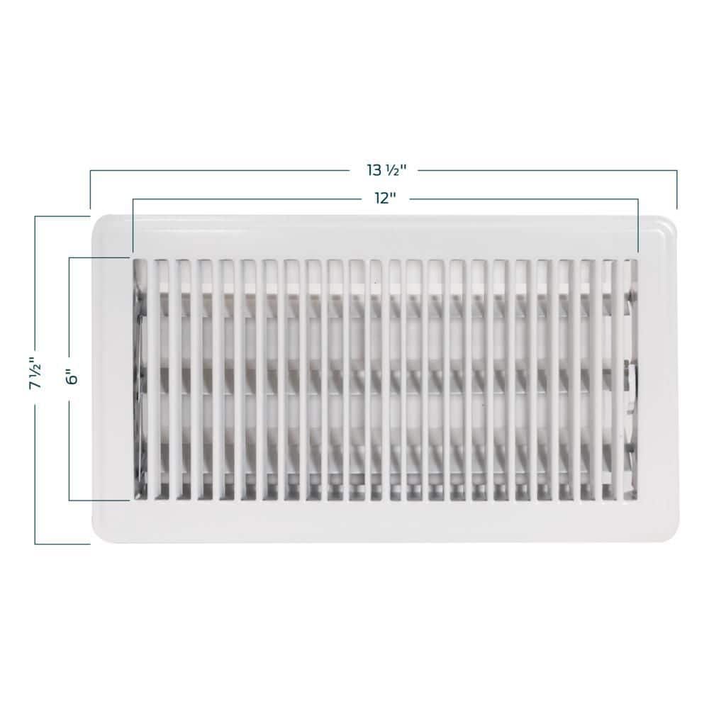 EZ-FLO 13.5" x 7.5" Matte White Steel Floor Register