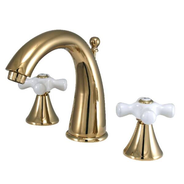 Naples 8 in. Widespread 2-Handle Bathroom Faucet in Polished Brass