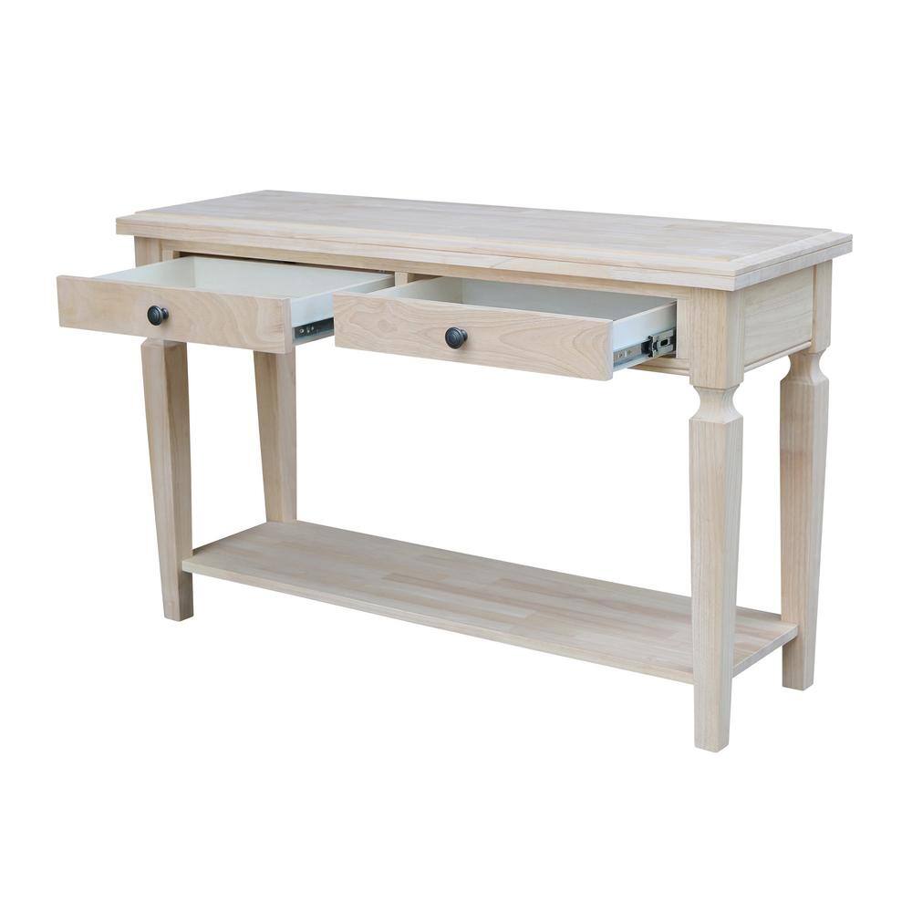 Vista 56'' Unfinished Solid Hardwood Console Table with Storage