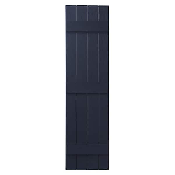 Ply Gem 15 in. x 55 in. Polypropylene 4-Board Closed Board and Batten Shutters Pair in Dark Navy