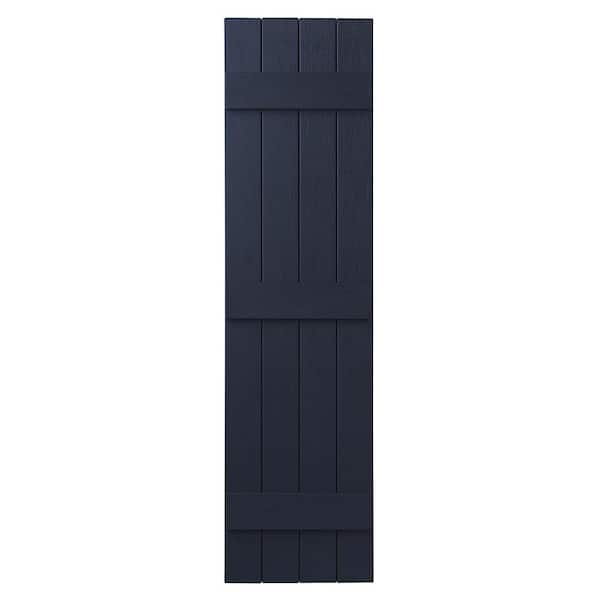 Ply Gem 15 in. x 59 in. Polypropylene 4-Board Closed Board and Batten Shutters Pair in Dark Navy