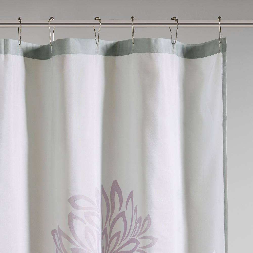 Caldwell Purple Floral Print Microfiber Shower Curtain