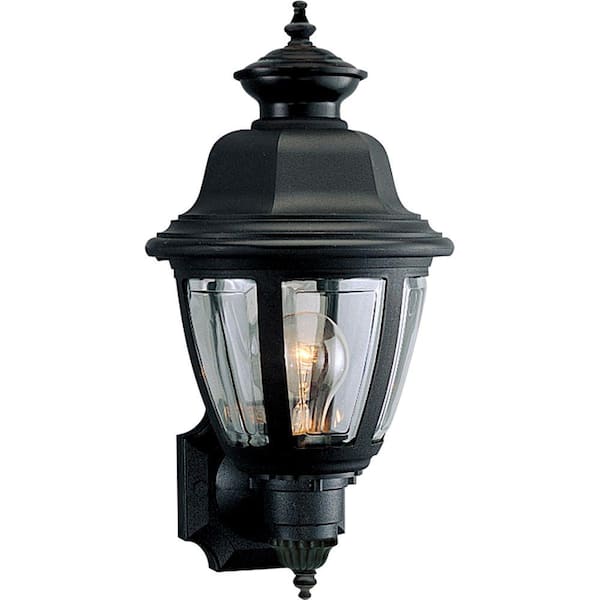 Progress Lighting Non-Metallic 1-Light Textured Black Clear Beveled Acrylic Shade Traditional Outdoor Wall Lantern Light