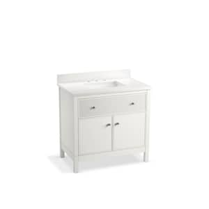 Malin 37in. Single Sink Freestanding White Bath Vanity with White Quartz Top Assembled