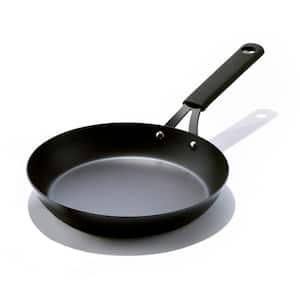 Black Steel 10 in. Pre-Seasoned Carbon Steel Induction Safe Frying Pan with Silicone Sleeve in Black