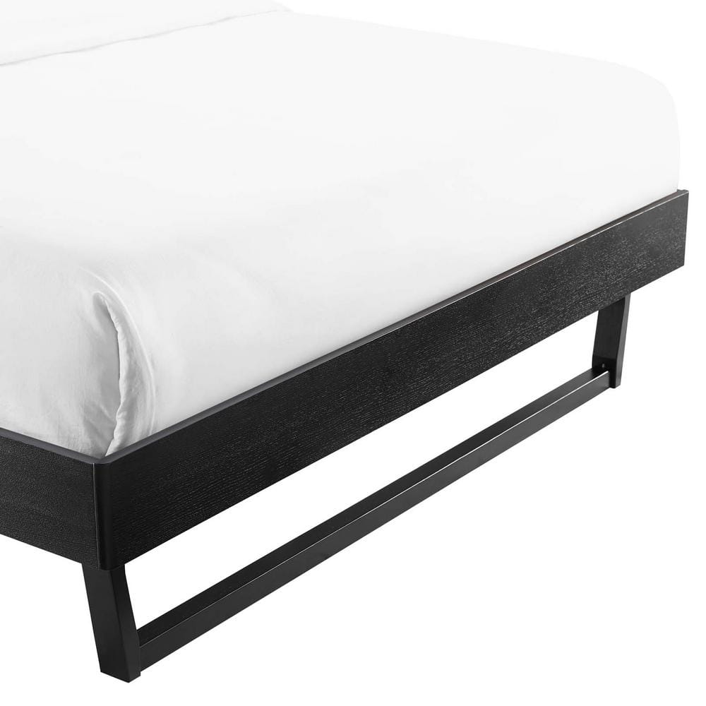 Mid-Century Modern Velvet Queen Platform Bed with Wood Frame