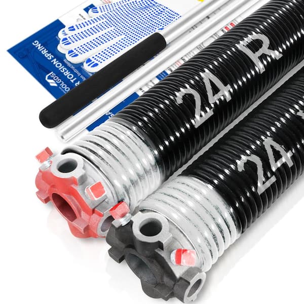 YOTOOLGDS 0.218 in. Wire x 2 in. x 24 in. L Electrophoresis Garage Door Torsion Springs in White Left and Right with Winding Bars