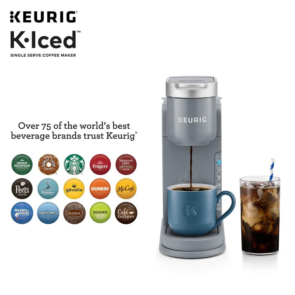 Iced Gray Single Serve One Cup Coffee Maker with Iced Button