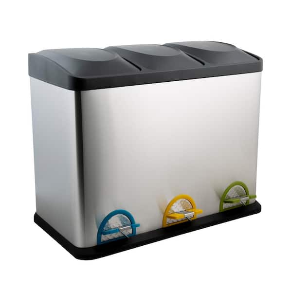 ORGANIZE IT ALL 24 in. 11.89 Gal. Stainless Steel Silver Step-On Recycle Bin Waste Containers