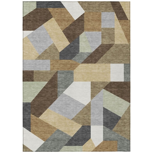 Chantille Machine Washable Indoor/Outdoor Abstract ACN2893 Brown 8 ft. x 10 ft. Area Rug