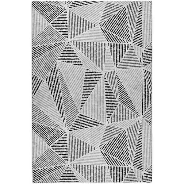 Dream Shag Premium Machine Washable Abstract ADS618 Pewter 5 ft. x 7 ft. 6 in. Area Rug