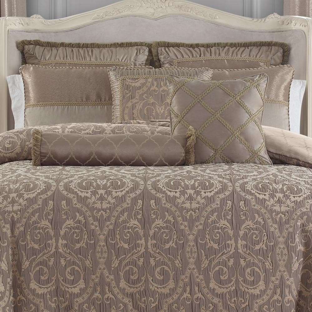 Taupe Jacquard and Taped Decorative Pillow Set