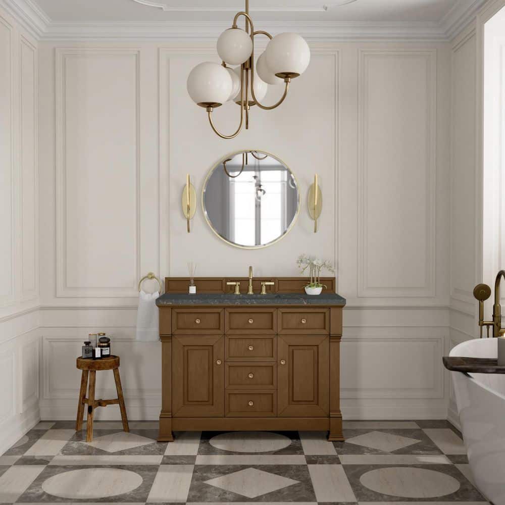 Brookfield 48.0 in. Single Bath Vanity in Honey Oak with Wireless Charging Parisien Bleu Quartz Top price history on PriceWatchPro