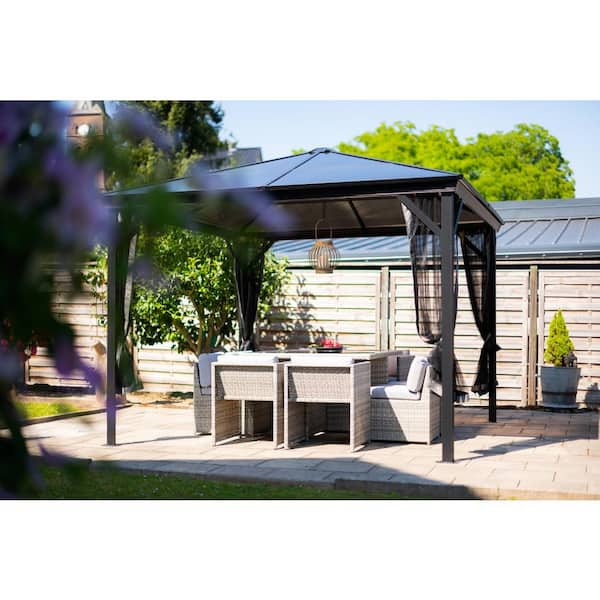 Sojag Verona 10 Ft. X 10 Ft. Charcoal Rustproof Aluminum Framed Gazebo ...