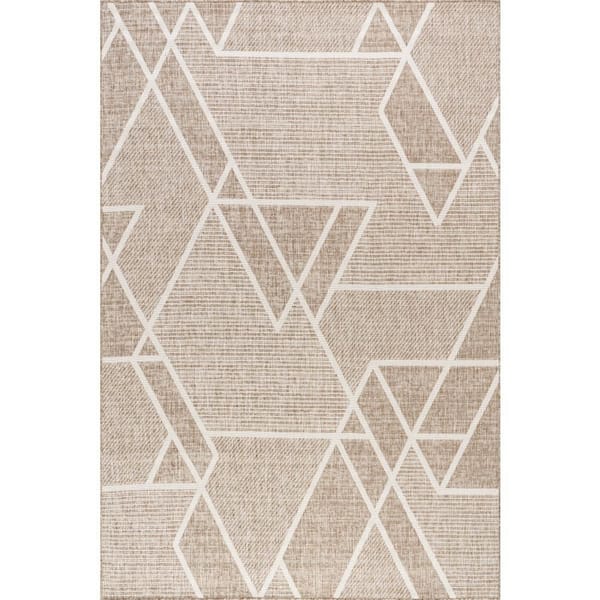 Armida Geometric Beige 5 ft. x 8 ft. Outdoor Area Rug