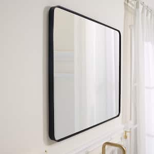 BELLA 30 in. W x 36 in. H Rectangular Aluminum Framed Wall-Mounted Bathroom Vanity Mirror in Matte Black