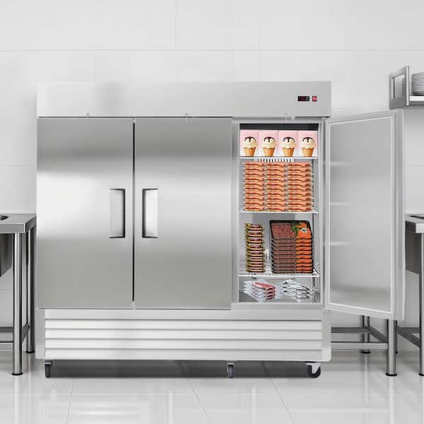 69 cu.ft. Commercial Stainless Steel Upright Freezer 32.2 in.W 3-Doors Auto-Defrost 12-Adjustable Shelves ETL Silver