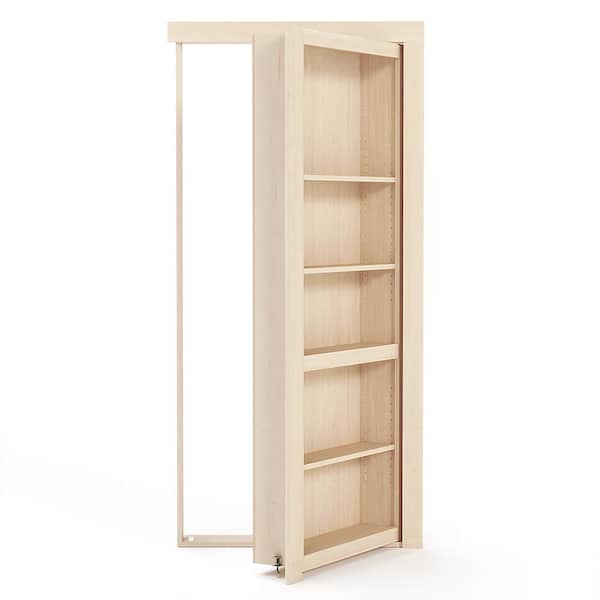 Unfinished Maple Interior Bookcase Door, Invisidoor Pivot Bookcase Hinge Kit