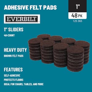 SoftTouch by Waxman Self-Stick Felt Pads - 48 Pack - Black - 1 Inch 48 ct