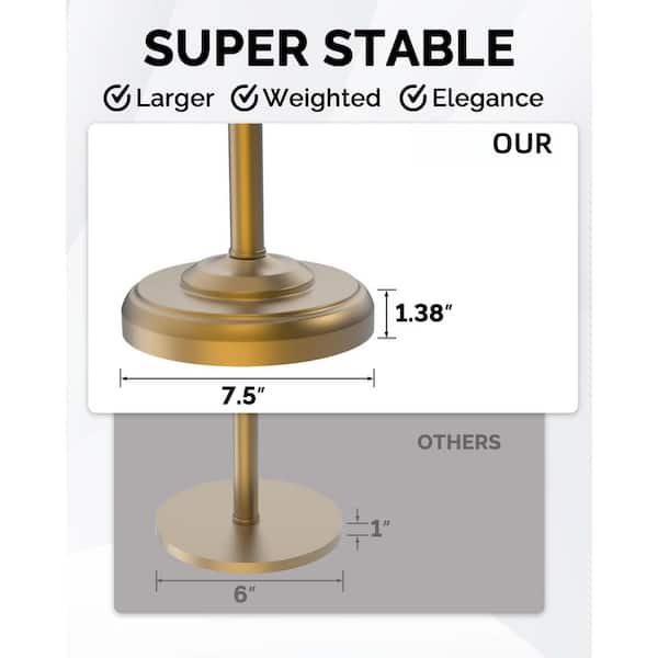 FreeStanding Toilet Paper Holder in Brushed Brass, Toilet Paper Holder Stand with Post Pivoting and Weighted Base