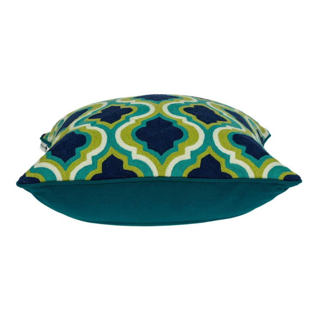 Muja Multicolor Cotton Embroidered Square Throw Pillow