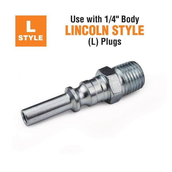 Lincoln Quick Coupler Air Hose Connector Fittings 1/4 NPT Tools Plug L STYLE USA 