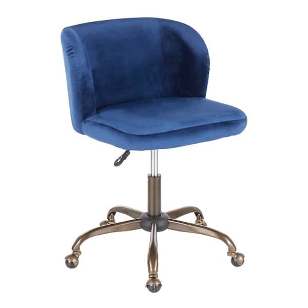 Lumisource Fran Antique Blue Velvet Adjustable Task Chair