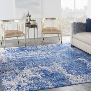Whimsicle Blue Ivory 8 ft. x 10 ft. Abstract Contemporary Area Rug