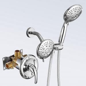 2 IN 1 Single-Handle 5-Spray Shower Faucet with 4.7 in. Wall Mount Dual Shower Heads in Chrome (Valve Included)