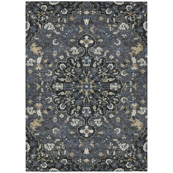 Chantille Machine Washable Indoor/Outdoor Abstract ACN2463 Black 9 ft. x 12 ft. Area Rug