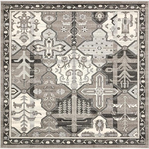 Unique Loom La Jolla Cathedral Gray 8' 0 x 8' 0 Square Rug