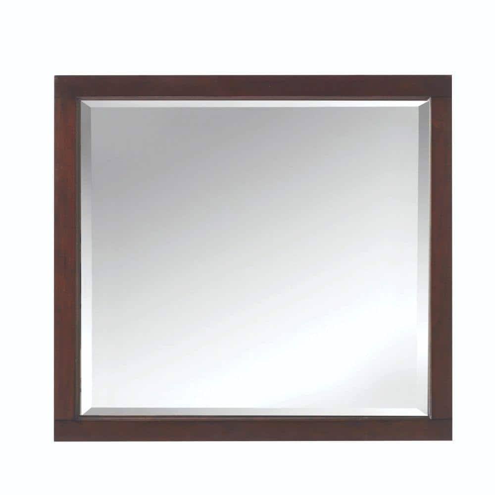 Home Decorators Collection 33 in. W x 36 in. H Framed Rectangular Bathroom Vanity Mirror in Cocoa, Brown