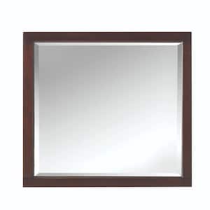 Highclere 33 in. W x 36 in. H Rectangular Framed Wall Mount Bathroom Vanity Mirror in Cocoa
