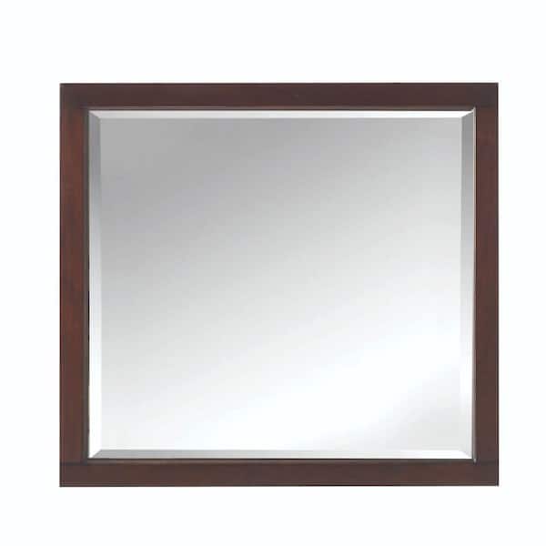 Photo 1 of 33 in. W x 36 in. H Framed Rectangular Bathroom Vanity Mirror in Cocoa
